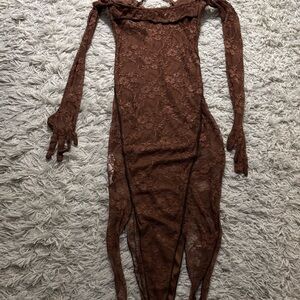 PrettyLittleThing Chocolate Lace Underwired Dress Size 2